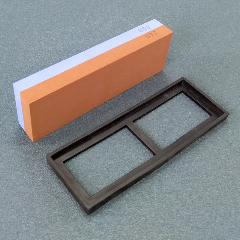 Точильный камень + бамбуковая основа Набор держателей для ножей двусторонний