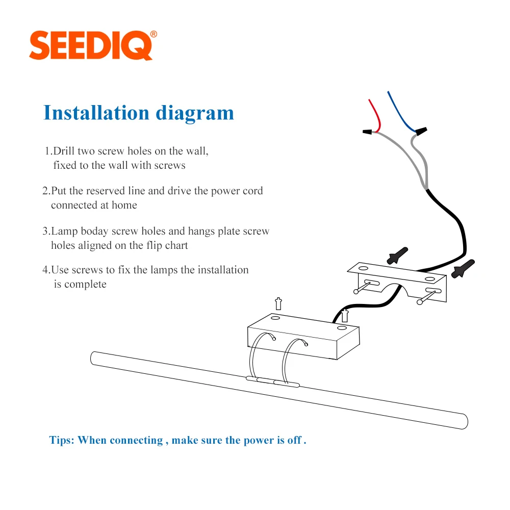 

Led Wall lamp 9W 55CM AC 90-265V Stainless steel Waterproof Bathroom light Mirror Wall Mounted Sconce Wall Lights With Switch