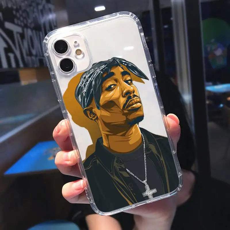 

Fashion rapper 2Pac singer Phone Case Transparent for iPhone 11 12 mini pro XS MAX 8 7 6 6S Plus X 5S SE 2020 XR