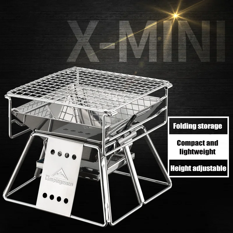 

Outdoor Portable Barbecue Frame Stainless Steel Barbecue Couples Barbecue 1/2 Family Wood Carbon Small Barbecue