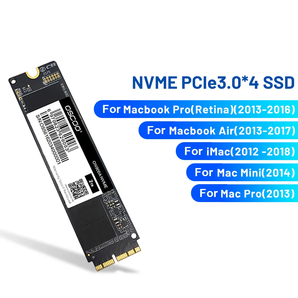 

Твердотельный накопитель OSCOO ON900A PCIe NVME SSD 256 Гб/512 ГБ/ТБ для ноутбука Macbook 2012-2018 A1369 A1465 A1466 A1502