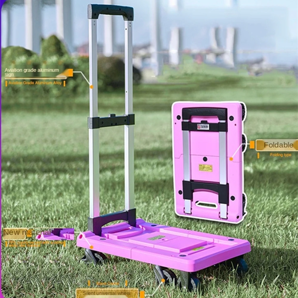 

B-LIFE Folding Light Hand Truck Luggage Trolley Cart Portable Fold-Up Dolly Collapsible Solid Metal Hand Truck