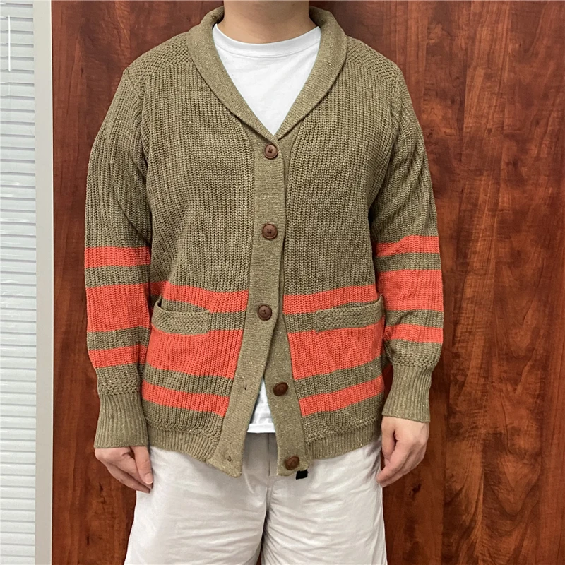 

Mens Sweater Turn-down Collar Long Sleeve Knit Cardigan Streetwear Autumn Winter Casual Loose knitted Coat Casual Male Jacket