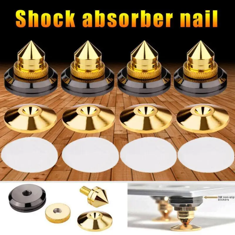 

Gold Speaker Spike With Floor Discs Stand Foot Isolation Speaker Accessories