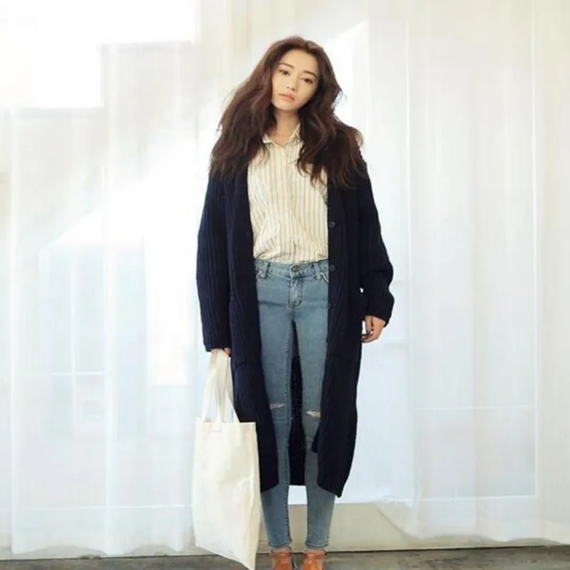 2020 женский кардиган оптовая продажа вязанное длинное зимнее пальто свитер