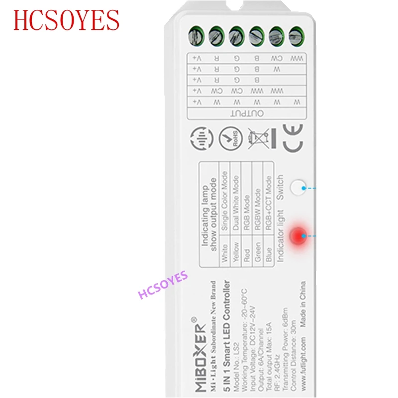 MIBOXER LS2 Беспроводной DC12V 24V 5 в 1 умный контроллер для одного Цвет цветная (RGB)