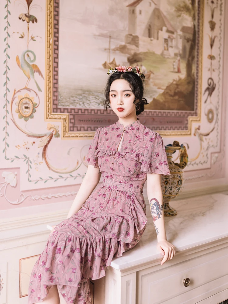 2019 новые модные женские платья Летние цветочные Розовые ретро|Женские платья| |