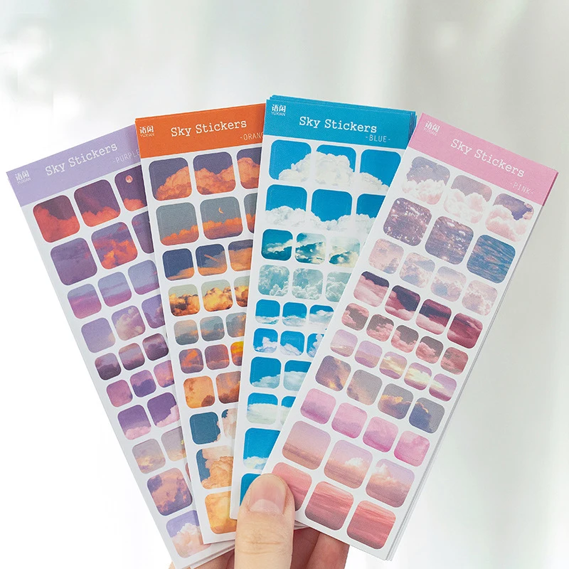 

6 Sheets Colorful Cloud Sticker Decorative DIY Diary Scrapbooking Journal Planner Stickers Aesthetic Kawaii Stationery