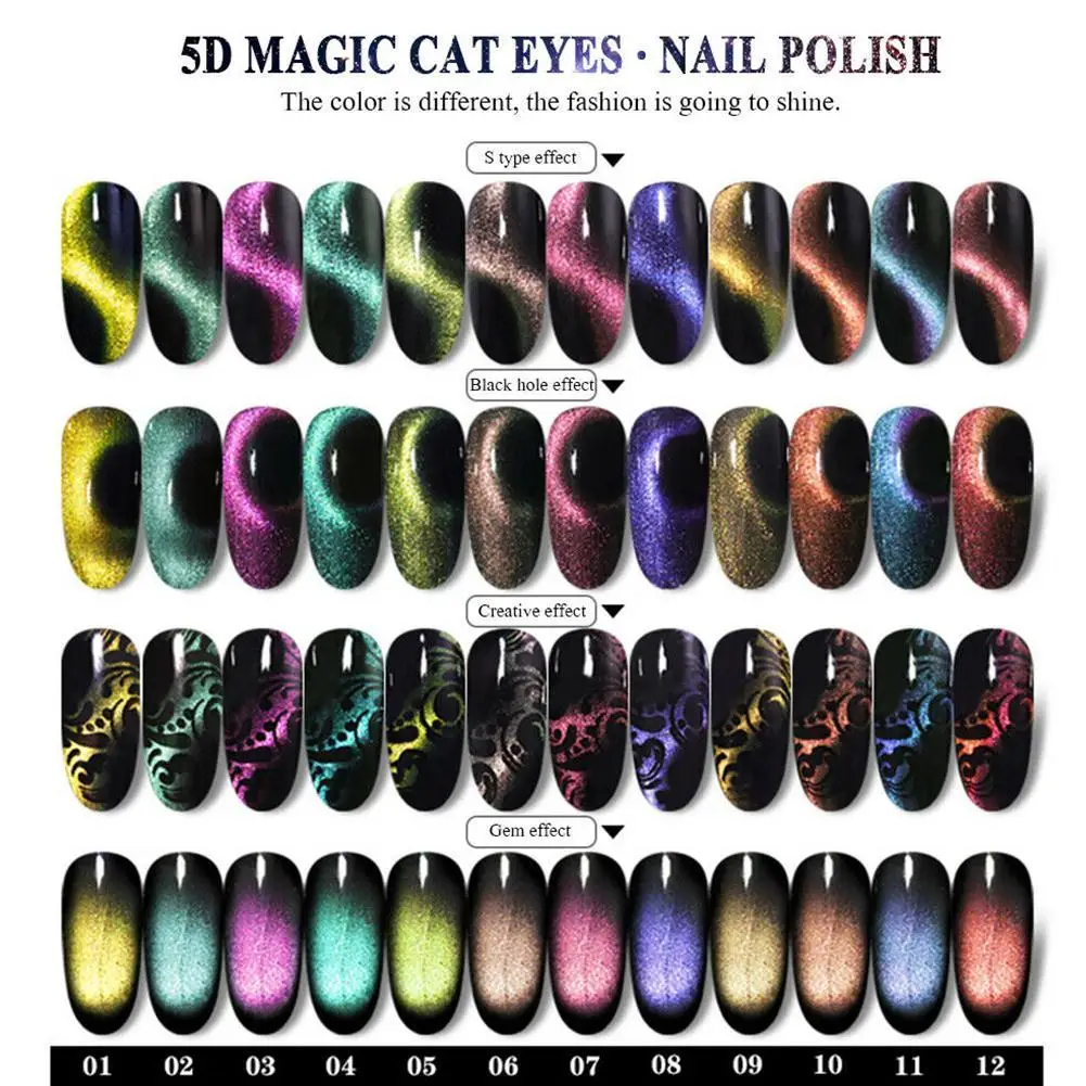 Градиент 5D Магнитный УФ-гель для ногтей 8 мл глаз хамелеона кота Ультрафиолетовый