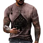 Мужская летняя футболка 2021, повседневная спортивная футболка с 3D принтом покерных пик, с круглым вырезом, для бега, уличный стиль, XS-6XL