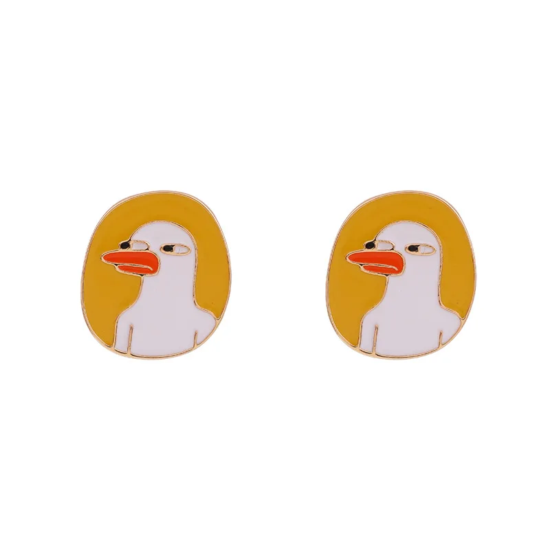 

2021 Trend Low Price Fashion Goods Funny Little Yellow Duck Stud Earrings Cartoon Personality Fine Ear Clip Jewelry For Girls