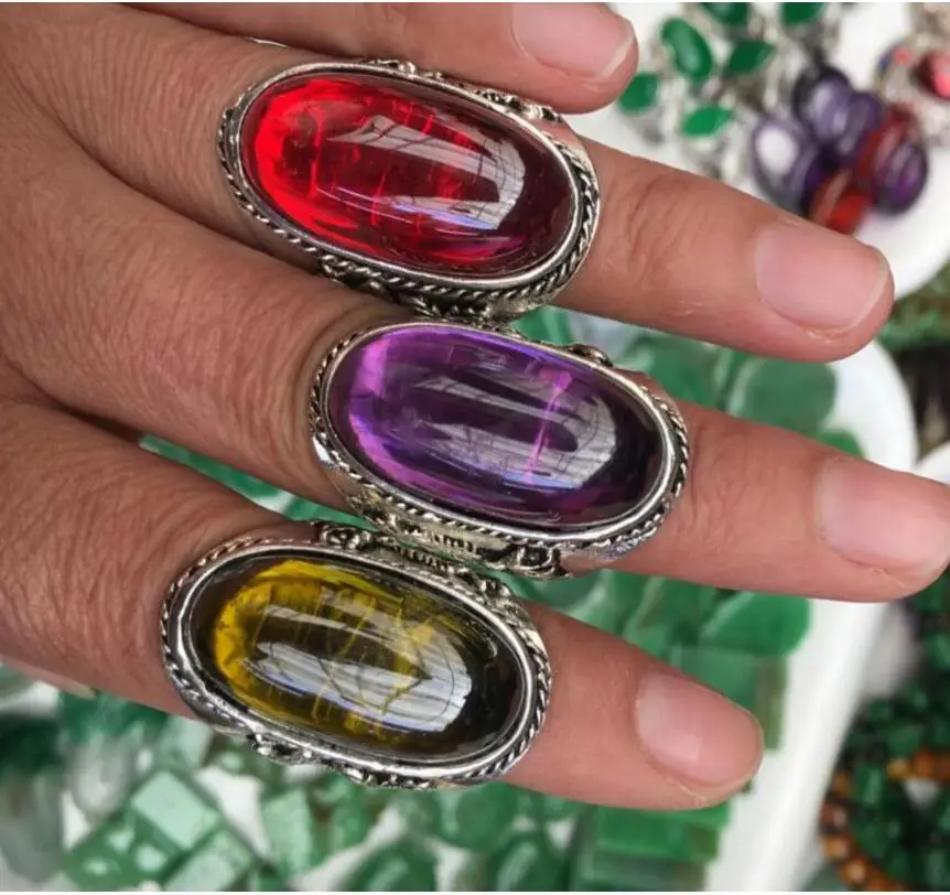 Бесплатная доставка кольцо из тибетского фиолетового Красного искусственного