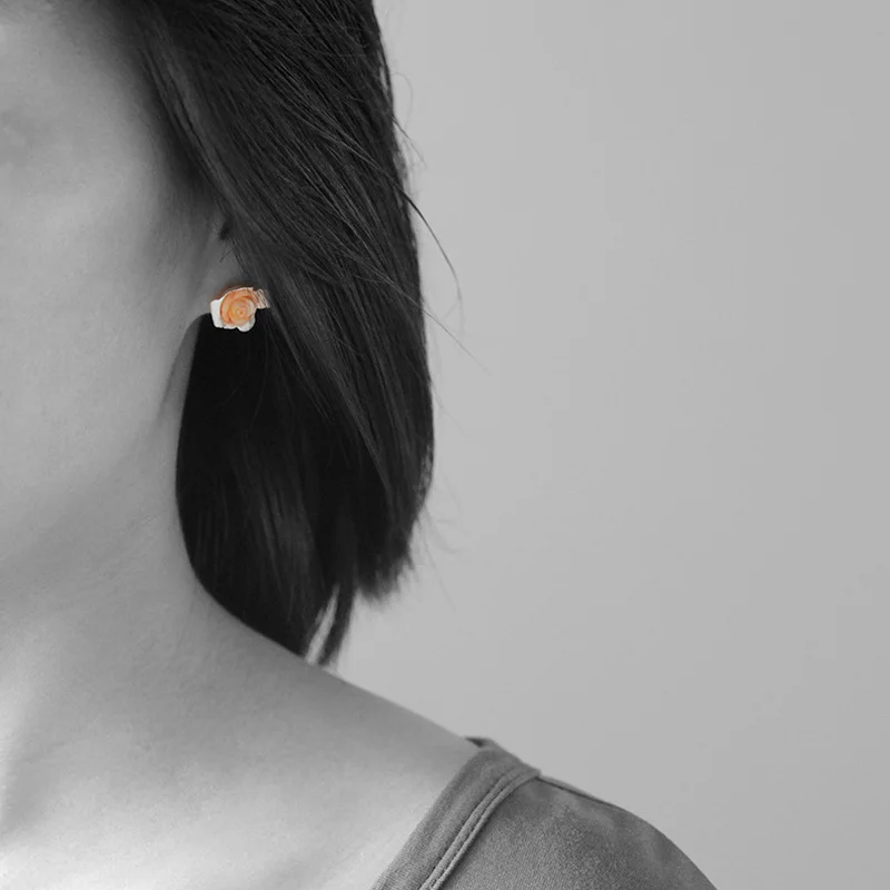 

INATURE 925 Sterling Silver New Fashion Jewelry Orange Coral Rose Flower Stud Earrings for Women Girls Mom