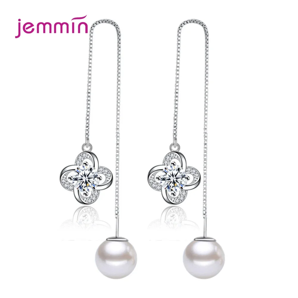 Женские винтажные серьги подвески с фианитом простые из стерлингового серебра 925