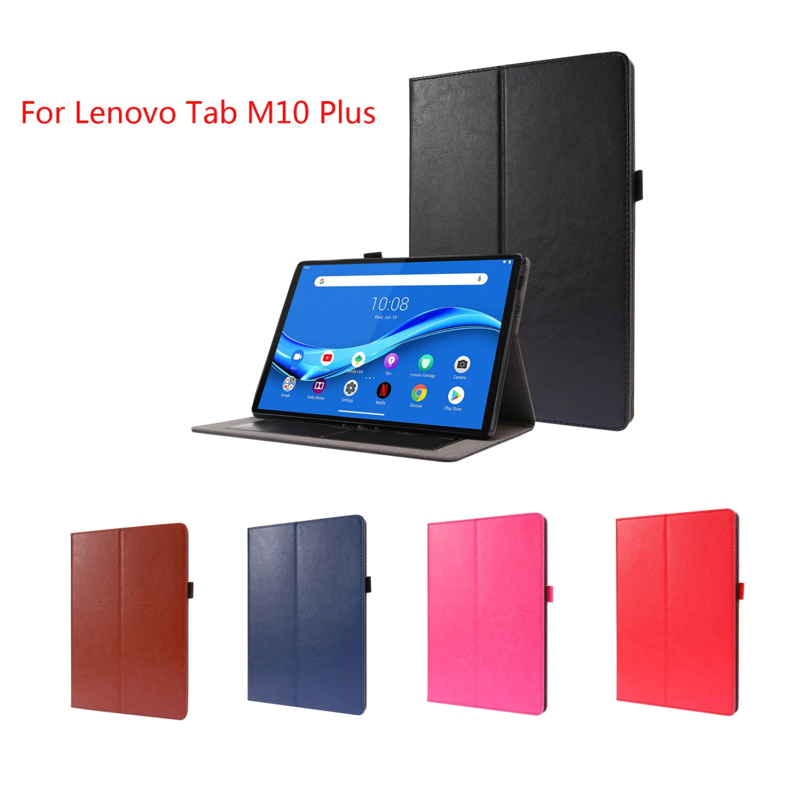 

Case For Lenovo Tab M10/P10 X505/X605 2020 10.3in Tablet Leather Protective Cover Stand Solid Color Anti-fall Protector Shell