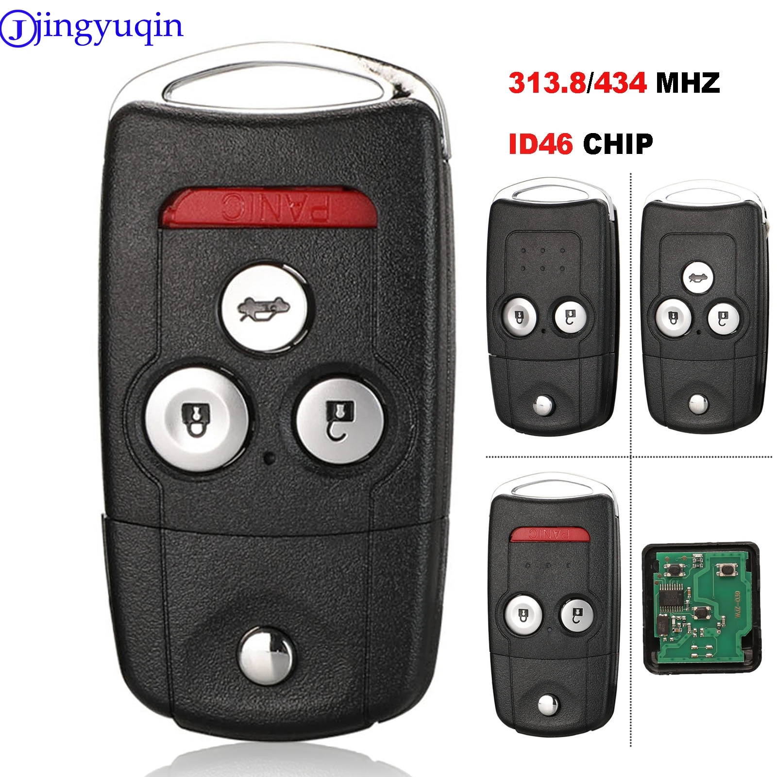 jingyuqin 433mhz id46 3b Car Remote Flip Key Fob Case Shell Upgrade For Honda Civic Accord Jazz CRV