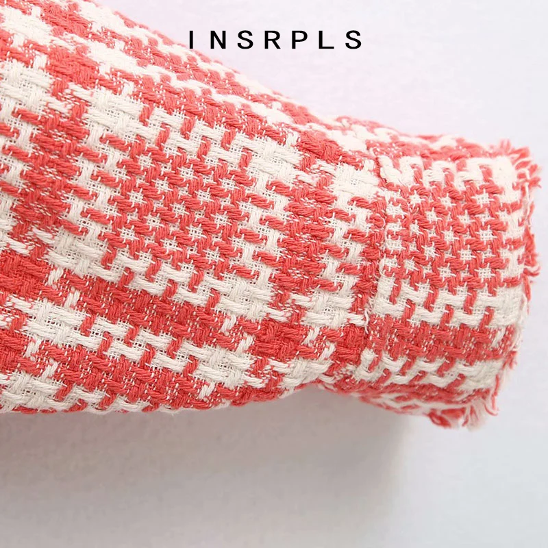 

INSRPLS Women Fashion With Belt Oversized Tweed Jacket Coat Vintage Long Sleeve Frayed Tassel Female Outerwear Chic Tops