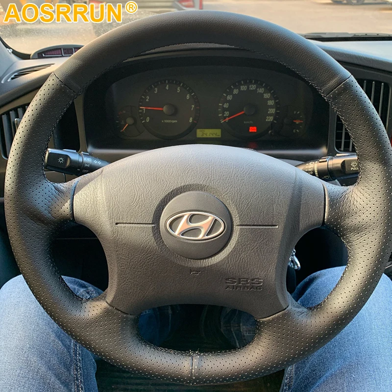 AOSRRUN черная искусственная кожа Чехол рулевого колеса автомобиля для старых 2004 2011