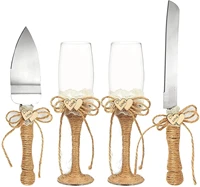 wedding supplies cake knife pie server toasting champagne glasses used for birthday party to show guests4 pieces