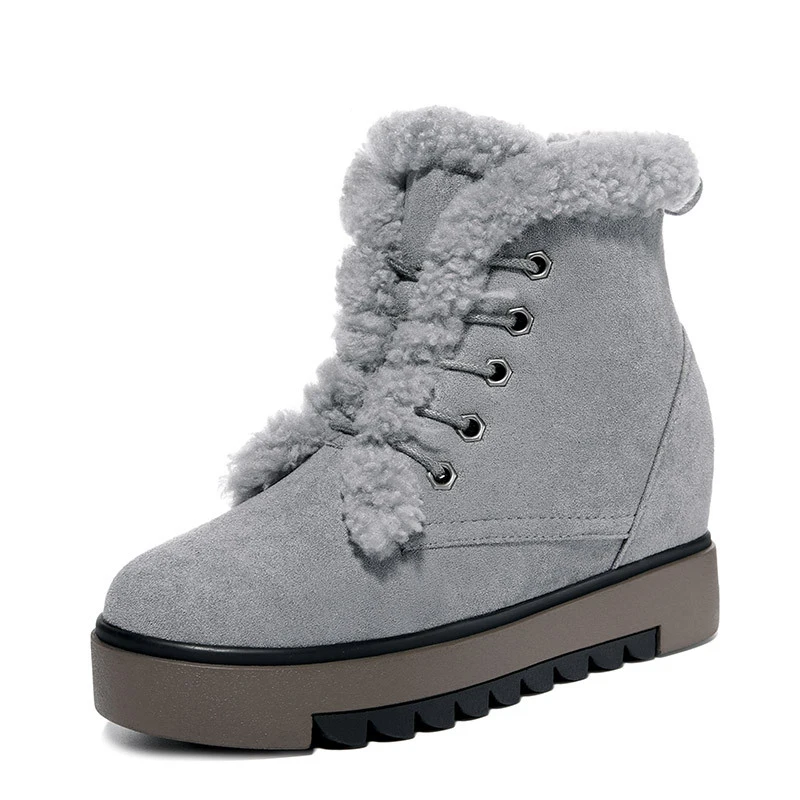 SWYIVY Chaussure Femme ботильоны на платформе из микрофибры женские зимние ботинки