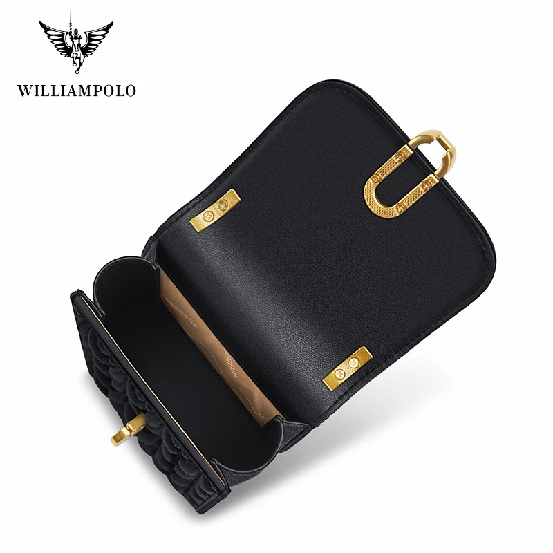 Kopen Williampolo Mode Vrouwelijke Schoudertassen Echt Leer Vrouwen Crossbody Tas Luxe Designer Lingge Handtassen Kettingen Koeienhuid