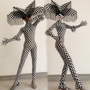 Европейский Карнавальный костюм для выступлений, одежда для выступлений, головной убор с бахромой, платье ведьмы для ночного клуба, Забавный костюм для Хэллоуина, сцена 1982