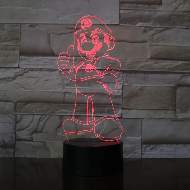 Марио 7 цветов 3d лампа светодиодный ночник для детей сенсорный светодиодный Usb Настольный Lampara Lampe детский спальный ночник комнатный светильник дропшиппинг
