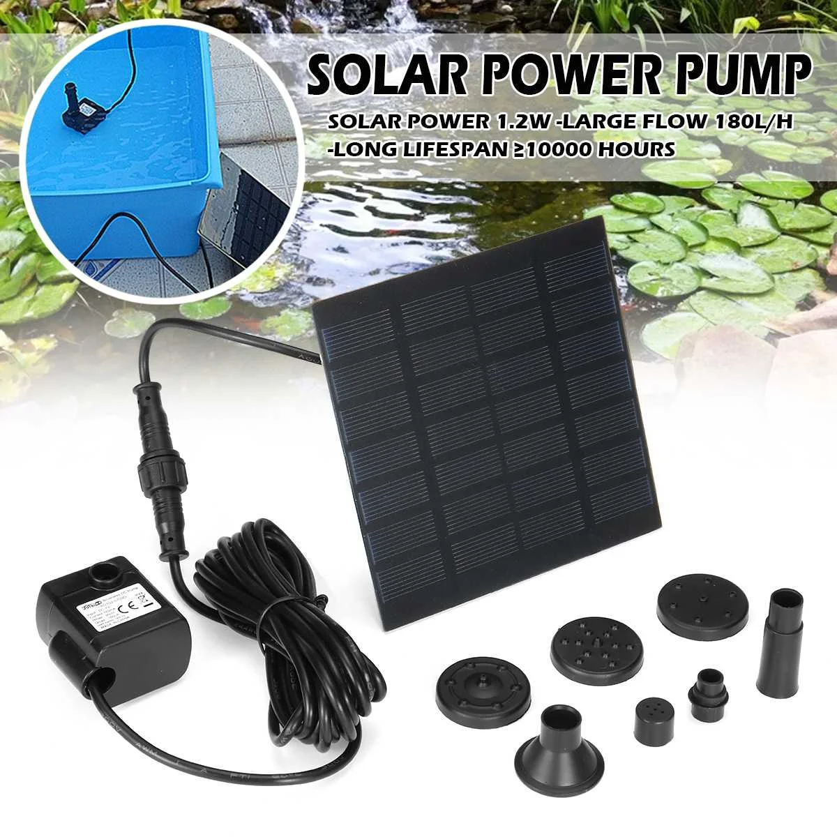 

Solar Power Floating Fountain Water Pump Brushless Motor Solar Fountain for Garden Pool Garden Solar Decorative Fountain