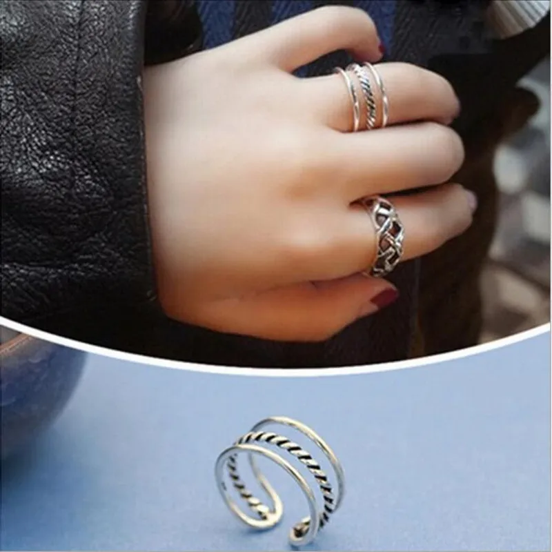 Модные серебряного цвета многослойный кольца для женщин обручальное заявление палец кольцо anillos|Кольца