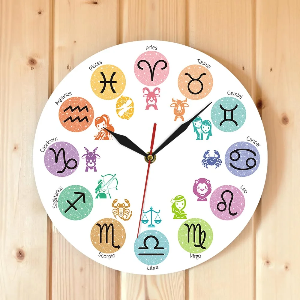 Мультяшные Знаки зодиака декоративные настенные часы детская комната