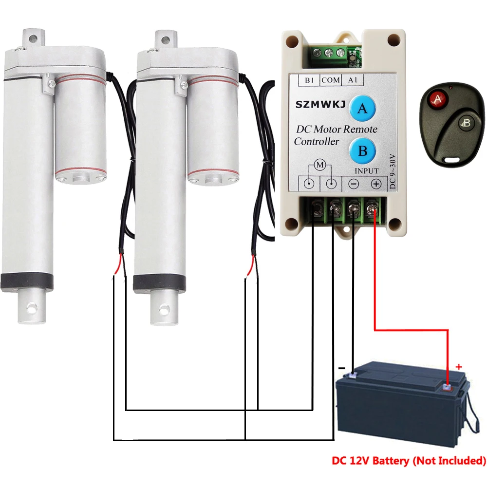 

2PCS Heavy Duty 150mm/6" Stroke 1500N 330lbs Linear Actuator W/ Jog/Self-Lock/Interlock Controller System 12Volt DC Motor Motion