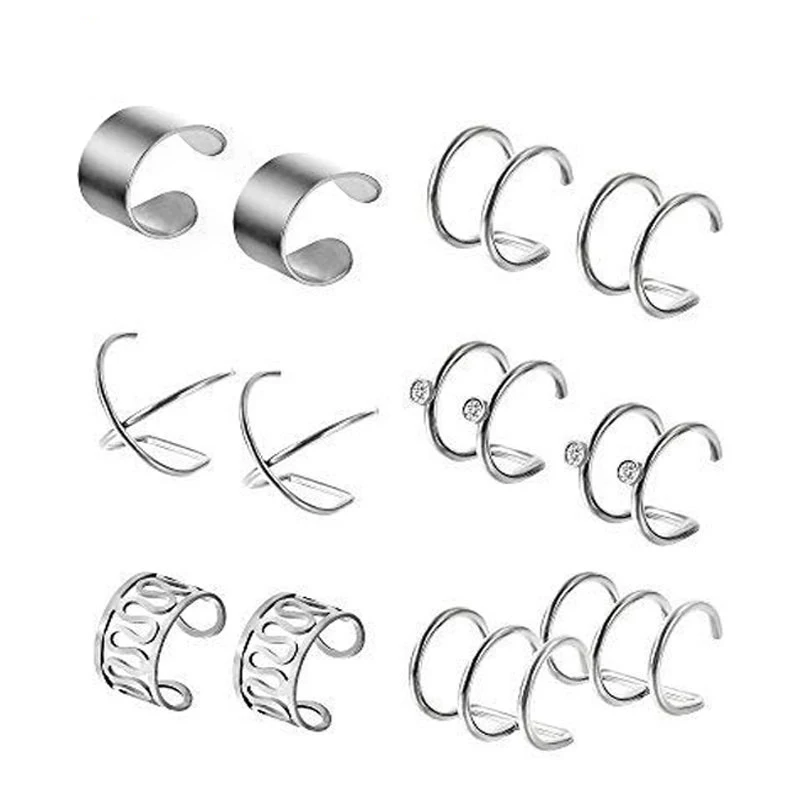 6 пар стилей клипсы для ушей в стиле панк рок серьги каффы без пирсинга эффектные