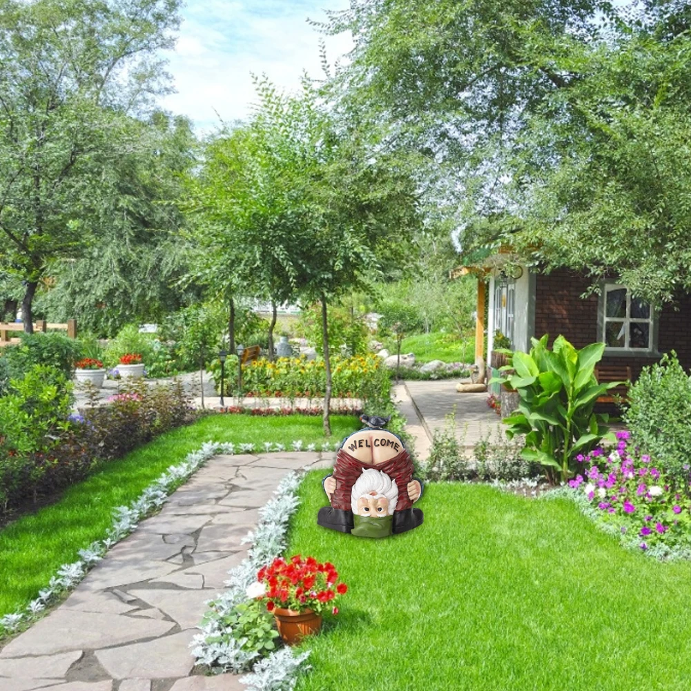 

Home Decoratio Garden Gnome Statue n Naughty Figurines Welcome Gnome For Garden Doorway Yard Desk Jardin Gardening Accessories