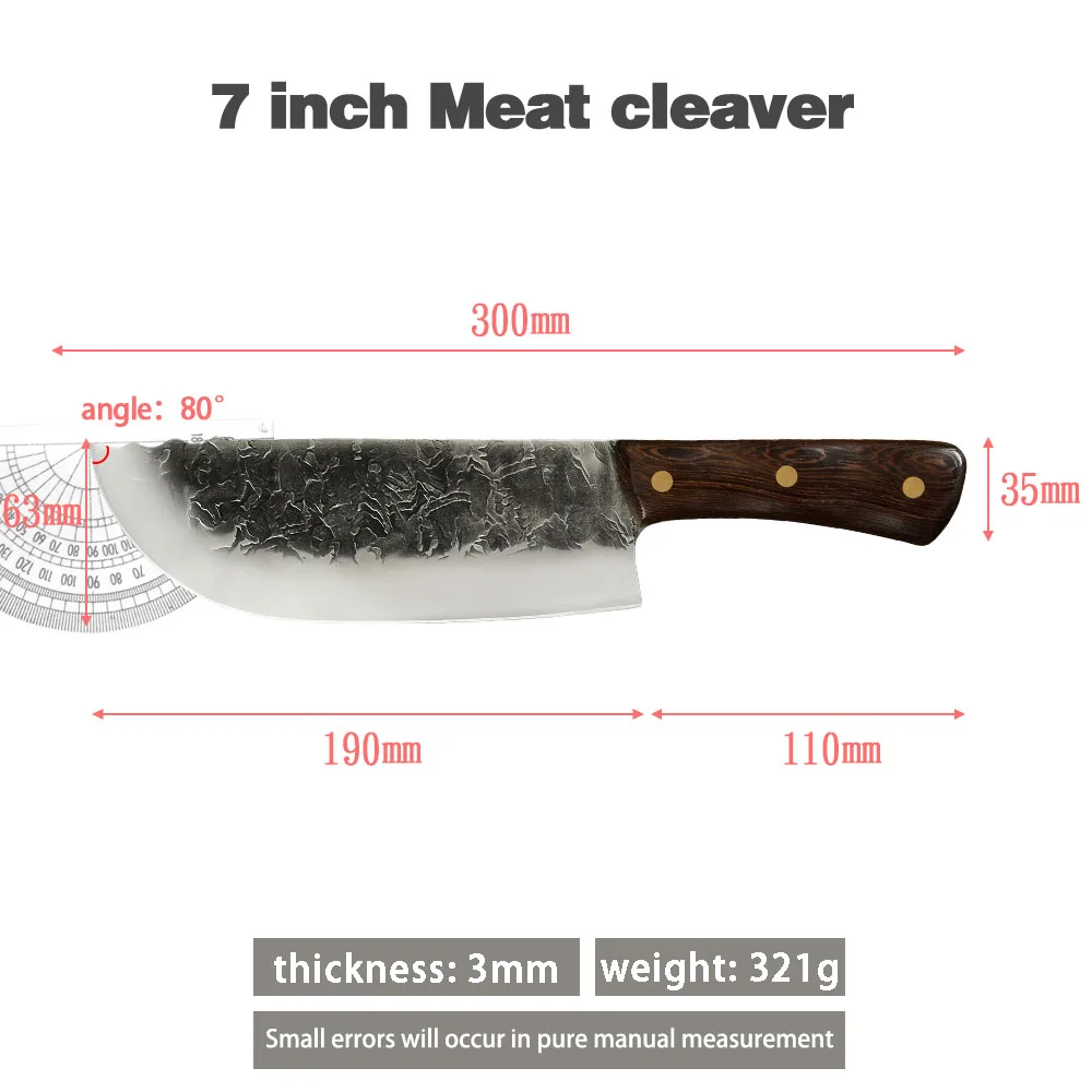 Full Tang Chef Knife Handmade Forged High-carbon Clad Steel Kitchen Knives Cleaver Filleting Slicing Butcher Cooking knife Tools | Дом и сад