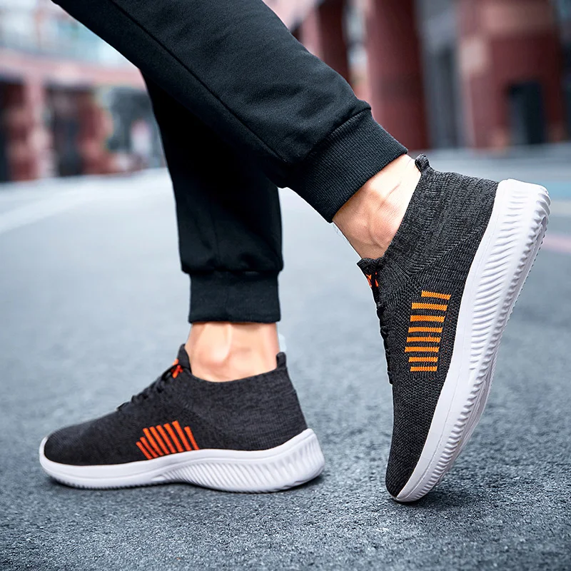 2021 Fashion Casual Men's Shoes Flying Woven Flying Knit Socks Shoe Breathable Running Shoes Male Outdoor All-Match Sneakers Man