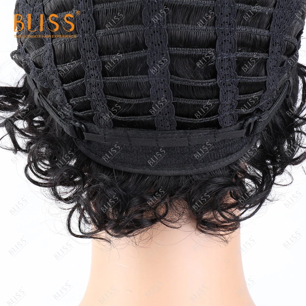 

BLISS Pixie Cut Human Hair Wigs Natural Dark Bob wigs For Black Women Cheap Machine Made Wig Wholesale 120 Density