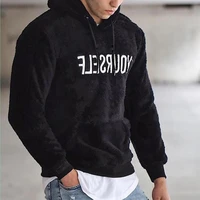 65 dropshippinghooded sweatshirt letters embroidery long sleeve pullover spring men pockets plush warm hoodie for street