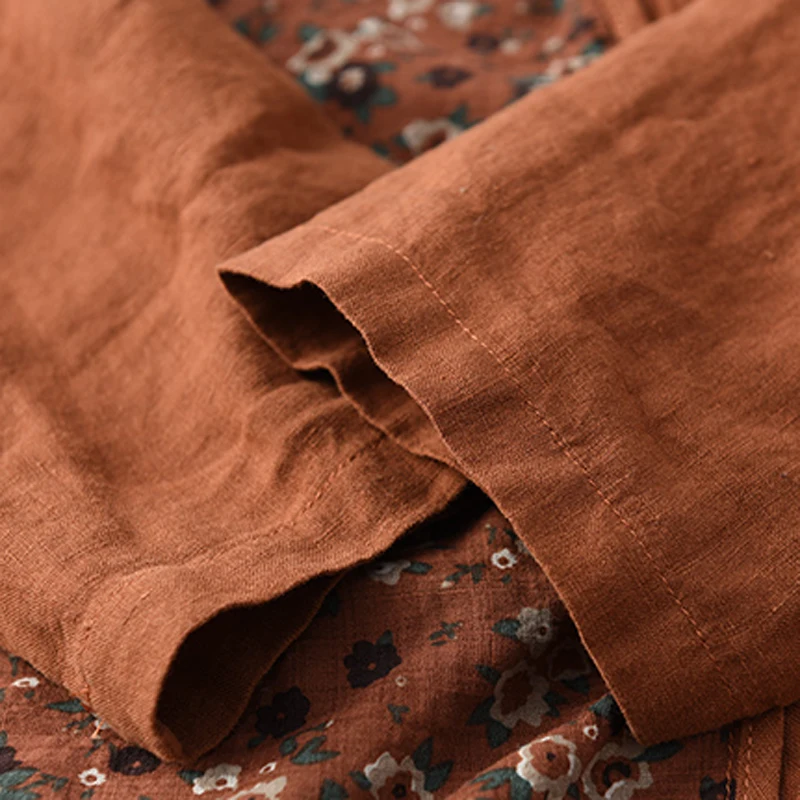 

Women Spring Summer Outwear Jacket Loose Oversized V Neck Ramie Retro Vintage New Female Long Sleeve B03250853