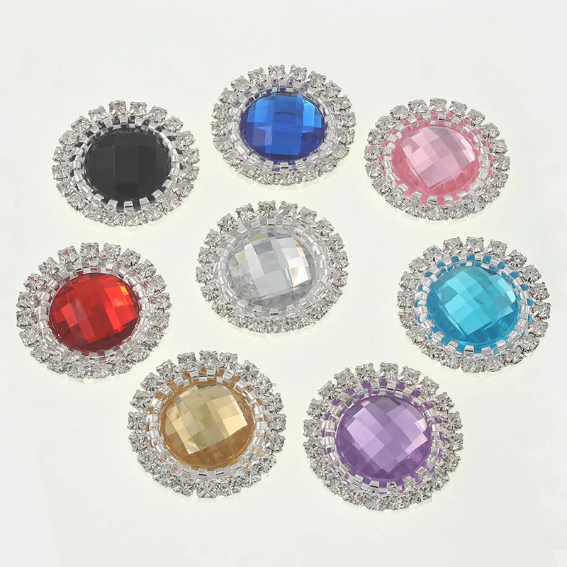 24 мм 10 шт./лот декоративные пуговицы из горного хрусталя для рукоделия и с плоской