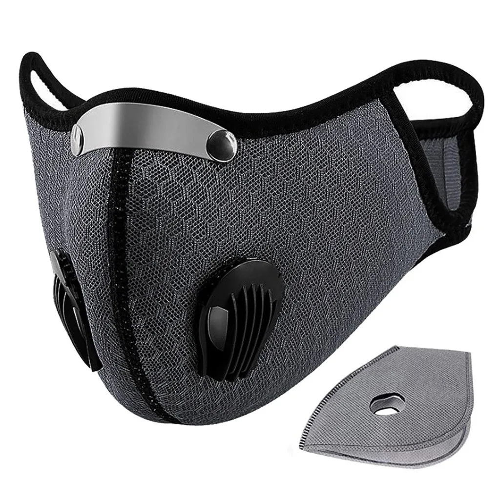 

PM2.5 Breathable Dust With 1 Filters Half Face Reusable Activated Carbon Dustproof Respirator Outdoor Printing Face Mouth Mask