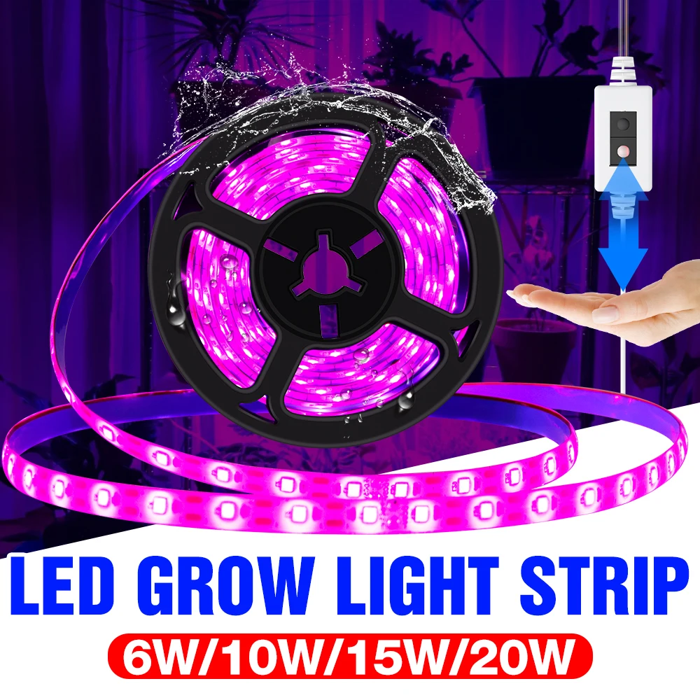 Светодиодный Grow полосы светильник USB 5V полный спектр светодиодный для растений 1