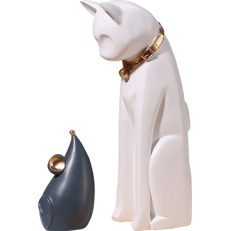 

NORDIC CREATIVE CARTOON GEOMETRIC CAT AND MOUSE REISN ORNAMENTS HOME LIVINGROOM TABLE DECORATION HOTEL OFFICE FIGURINES CRAFTS