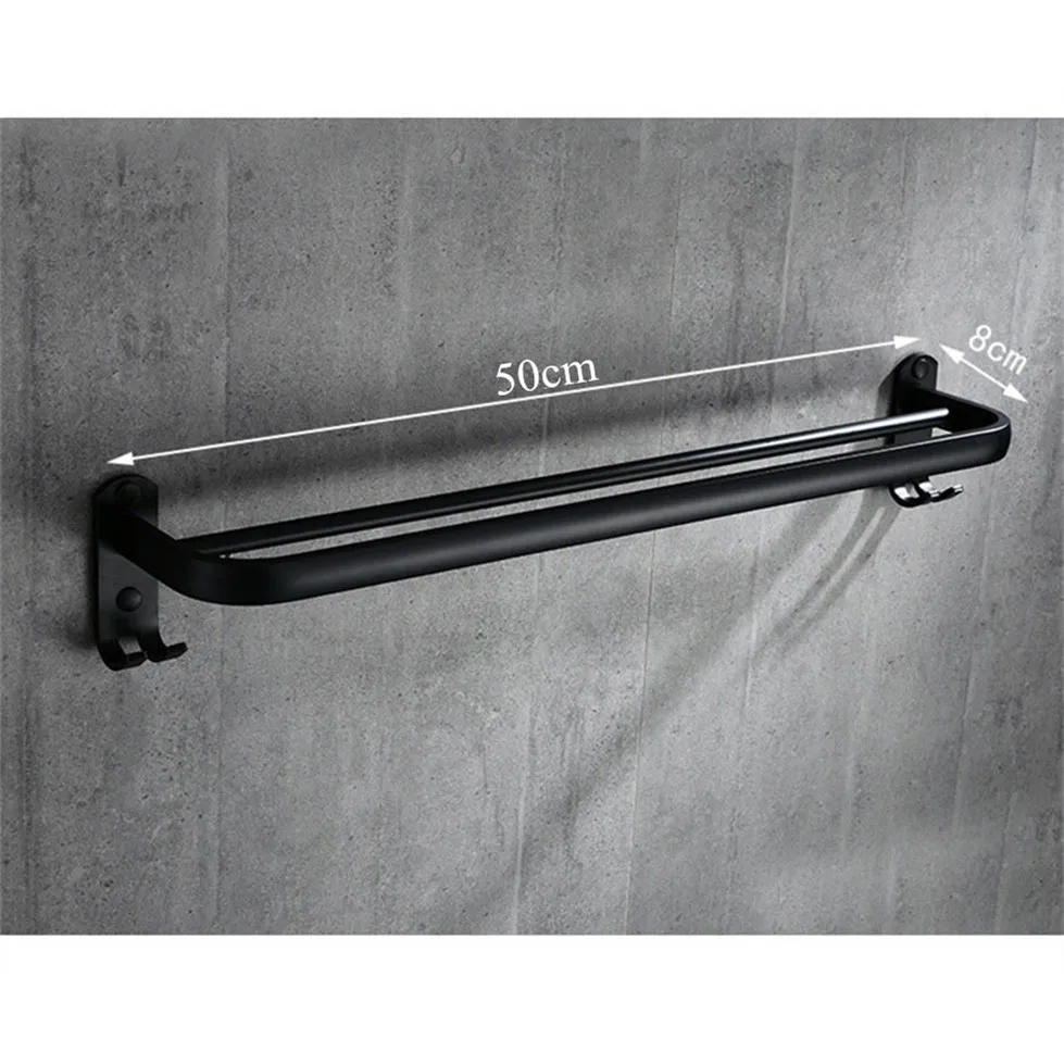 Черная вешалка для полотенец ванная комната 50 см двойная панель настенная черная