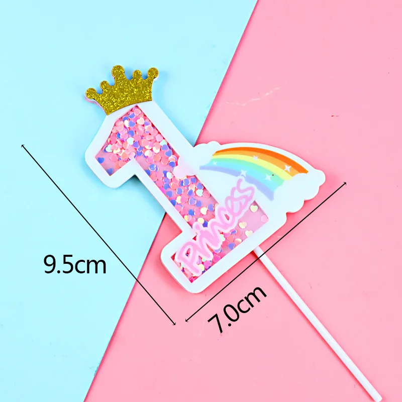 Блестящие Блестки розовый с днем рождения Бабочка цифры Радуга для детей