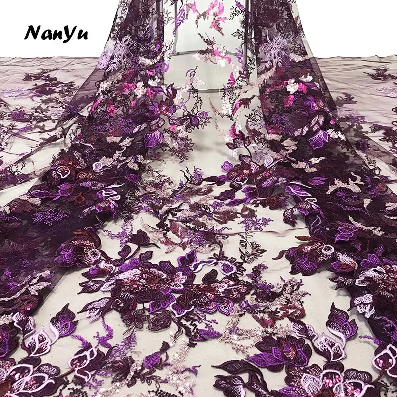 Французская кружевная ткань красивая вышивка красочная цветочная отделка для