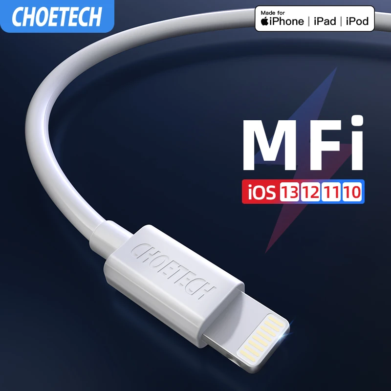 CHOETECH 2.4A MFi кабель USB для iPhone 11 Pro Max быстрое устройство зарядки кабеля передачи