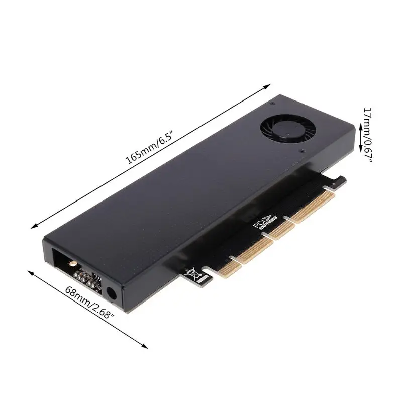 

M.2 NVMe Adapter NGFF to PCIE3.0 SSD Dual Add-on Card SATA3 with Cooling Fan Cooler Aluminum Cover Capacitance Expansion Card