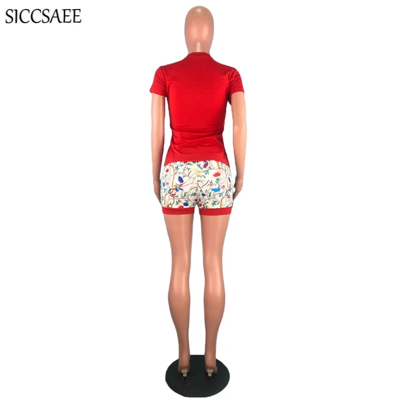 

Short Sleeve Tee Floral Printed Shorts Sets For Women 2020 Summer Style 2 Piece Set Ensemble Femme Sexy Casual Outfits Clothing