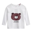 Футболки для мальчиков и девочек, детская одежда, хлопковые Модные топы с длинными рукавами для малышей, Мультяшные футболки с украшением в виде медведя