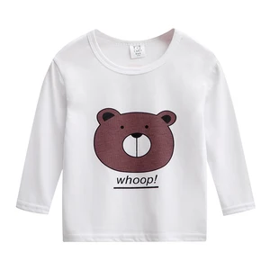 Футболки для мальчиков и девочек, детская одежда, хлопковые Модные топы с длинными рукавами для малышей, Мультяшные футболки с украшением в виде медведя